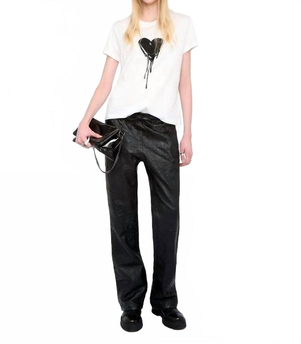 NEW ZADIG & VOLTAIRE walk flowing heart t shirt in white